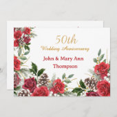 第50回冬季結婚記念日バラ招待状 招待状 (正面/裏面)