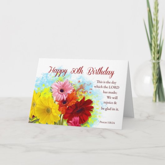 第50回宗教誕生日ガーベラの花 カード (正面)