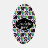 第50回愛ハートパーソナライズされたと日付オーナメント セラミックオーナメント (右)