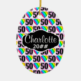 第50回愛ハートパーソナライズされたと日付オーナメント セラミックオーナメント