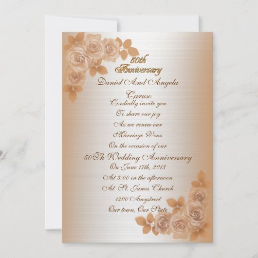 第50回発願リニューアル招待状バラ 招待状 (正面)