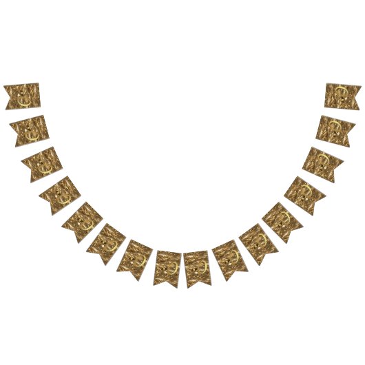 第50回結婚誕生日記念日金ゴールド バンティングフラッグ (全)