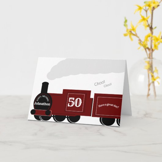 第50回蒸パーソナライズされた気列車バースデーカード カード (黄色い花)