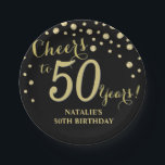 第50回誕生パーティーブラック・アンド・金ゴールド・ダイヤモンド ペーパープレート<br><div class="desc">第50回バースデーパーティブラックアンド金ゴールド紙プレート</div>