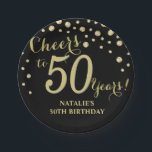 第50回誕生パーティーブラック・アンド・金ゴールド・ダイヤモンド ペーパープレート<br><div class="desc">第50回バースデーパーティブラックアンド金ゴールド紙プレート</div>