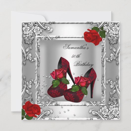 第50回誕生会レッドローズシルバー 招待状 (正面)