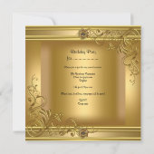 第50回誕生日パーティエレガント金ゴールド金ゴールドフローラ2 招待状 (裏面)