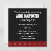 第50回誕生日パーティモダンーレッド白黒G400 招待状 (裏面)