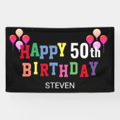 第50回誕生日パーティーおめでとうパーソナライズされた 横断幕 (横)