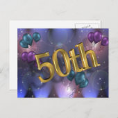 第50回誕生日パーティーの招待お祝い インビテーションポストカード (正面/裏面)