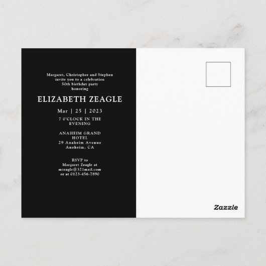 第50回誕生日パーティーの招待フォトコラージュ ポストカード (裏面)