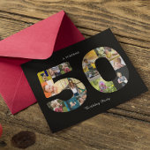 第50回誕生日パーティーの招待フォトコラージュ ポストカード