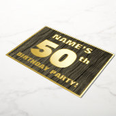 第50回誕生日パーティーはっきりした:木目フェイク模様 箔招待状 (回転した状態)