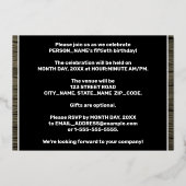 第50回誕生日パーティーはっきりした:木目フェイク模様 箔招待状 (裏面)