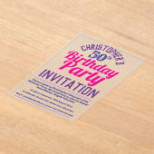 第50回誕生日パーティーへの招待 アクリル招待状 (レイダウン)