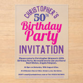 第50回誕生日パーティーへの招待 アクリル招待状 (正面)