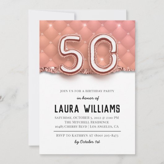 第50回誕生日パーティーへの招待 招待状 (正面)