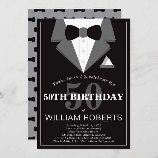 第50回誕生日パーティーへの招待, Tuxedo 招待状 (正面/裏面)
