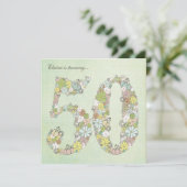 第50回誕生日パーティーグリーン開花カスタム招待状 招待状 (スタンド正面)