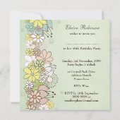 第50回誕生日パーティーグリーン開花カスタム招待状 招待状 (裏面)