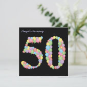 第50回誕生日パーティーバルーンカスタム招待状 招待状 (スタンド正面)