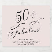 第50回誕生日パーティーピンク リキュールボトルラベル (シングルラベル)