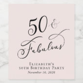 第50回誕生日パーティーピンク ワインラベル (シングルラベル)