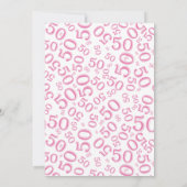第50回誕生日パーティーピンク/白の数字パターン 招待状 (裏面)