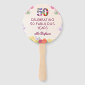 第50回誕生日パーティーフローラ50モダンマイルストーン ハンドファン (正面)