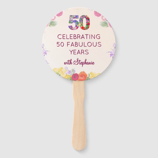 第50回誕生日パーティーフローラ50モダンマイルストーン ハンドファン (正面)