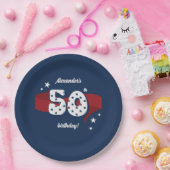 第50回誕生日パーティー愛国的赤白青スター ペーパープレート (パーティー)