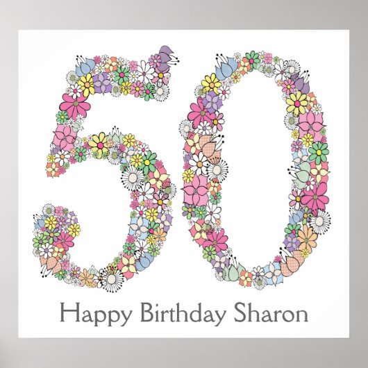 第50回誕生日パーティー番号バナーポスター（大） ポスター (正面)