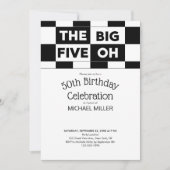 第50回誕生日パーティー白黒パタ市松模様にーン 招待状 (正面)