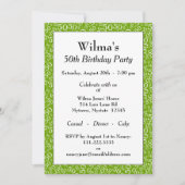 第50回誕生日パーティー緑/白の数字パターン 招待状 (正面)