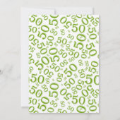 第50回誕生日パーティー緑/白の数字パターン 招待状 (裏面)