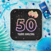 第50回誕生日パーティー風船と紙吹雪 ペーパープレート (パーティー)