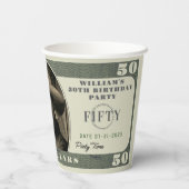 第50回誕生日パーティー50ドル札 紙コップ (裏面)
