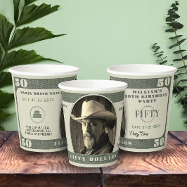 第50回誕生日パーティー50ドル札 紙コップ