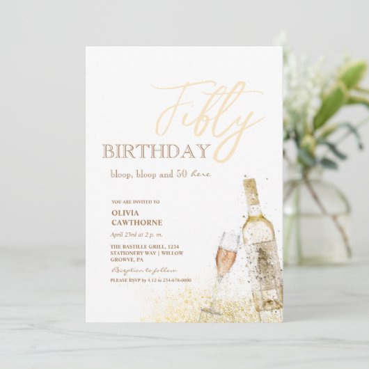 第50回誕生日パーティー | Bloop、bloopと50を用意！ 招待状 (スタンド正面)