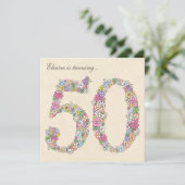 第50回誕生日パーティ春開花招待状 招待状 (スタンド正面)