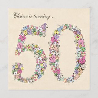 第50回誕生日パーティ春開花招待状 招待状