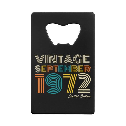 第50回誕生日ヴィンテージ1972年9月限定Edtn. クレジットカード栓抜き (正面)