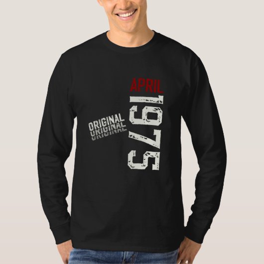 第50回誕生日男性オリジナル1975年4月50年男性 Tシャツ (正面)