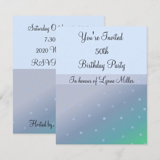 第50回誕生日発表（青） 招待状 (正面/裏面)