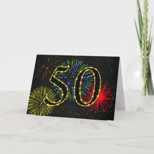 第50回誕生日花火付きカード カード (正面)