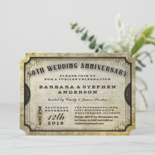 第50回金ゴールドアンティークチケット記念日招待状 招待状 (スタンド正面)