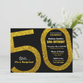 第50回金ゴールドグリッター誕生日招待状 招待状 (スタンド正面)