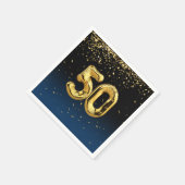 第50回金ゴールドバルーンと紙吹雪ナプキン スタンダードカクテルナプキン (角)