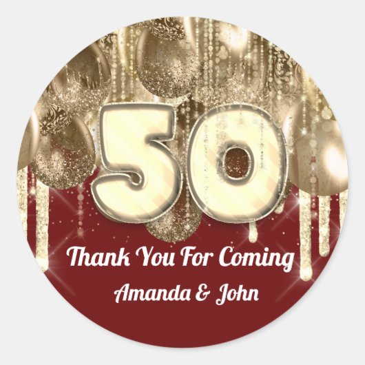 第50回金ゴールドブルゴーニュBALLOONSありがとう来。 ラウンドシール (正面)