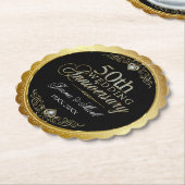 第50回金ゴールド結婚のモダンタイポグラフィ ペーパーコースター (アングル)